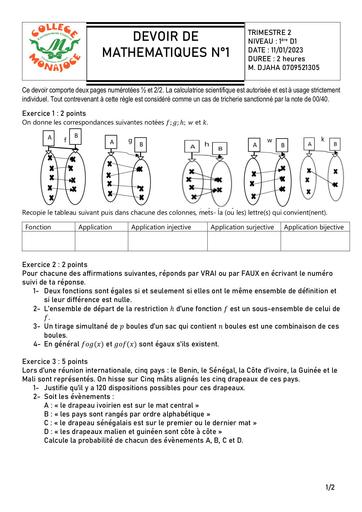 DEVOIR 1ere D1 DE MATHEMATIQUES 2023 by DJAHA