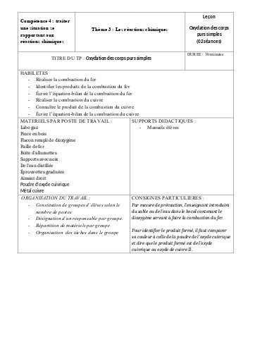 12 Oxydation des corps purs simples