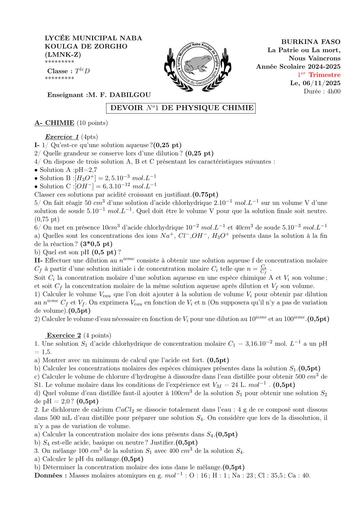 DEVOIR DE PC Tle D LYCEE NABA 2025 BY TEHUA