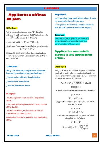 Maths sup Application affine Impact aimé j by Tehua