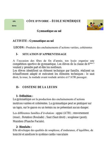 6ème EPS Leçon 3 Produire des actions variées ,cohérentes