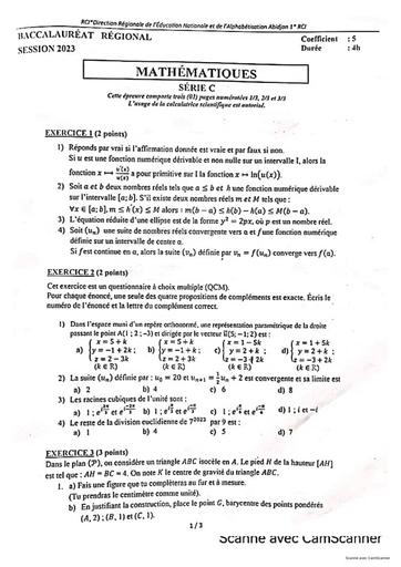 Bac Blanc 2023 serie C Maths+corro Gagnoa By Tehua.pdf