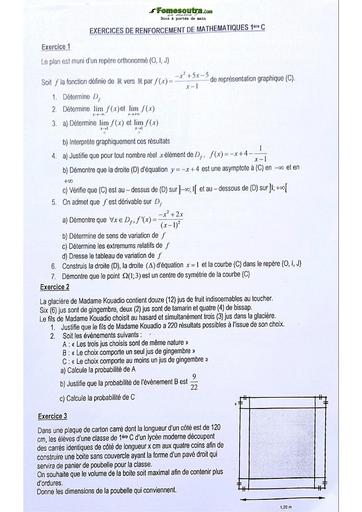 Sujet de Mathématiques Seconde C Lycée Classique Abidjan 2022-2023