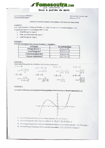 Cours de renforcement Mathématique Seconde C