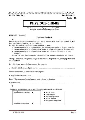 BEPC prépa PC 3ième BY TEHUA