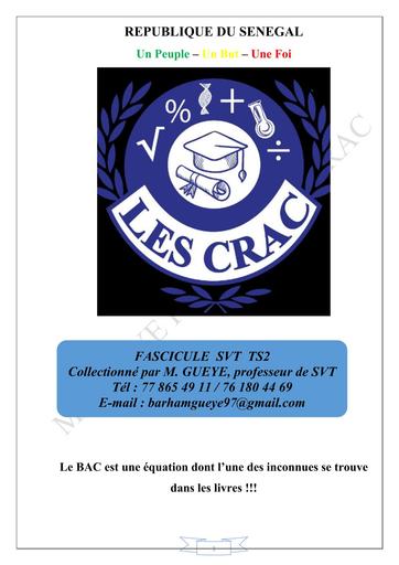 Fascicule de SVT Tle D les Crac Sénégal by Tehua