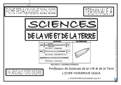 Cours de SVT niveau Terminale A