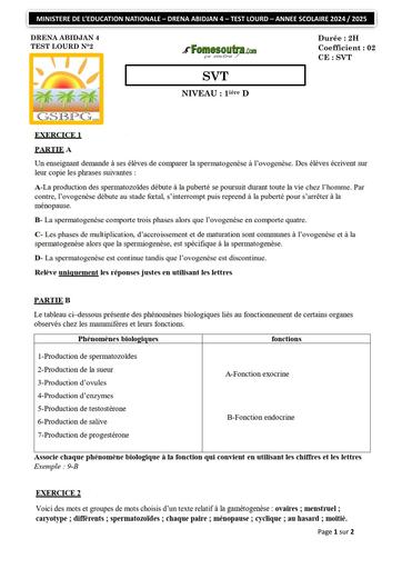 SUJET SVT 1ière D TEST LOURD MARS 2025 Provincial by Tehua