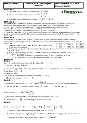 TP 8 de maths pour préparer le BAC G2