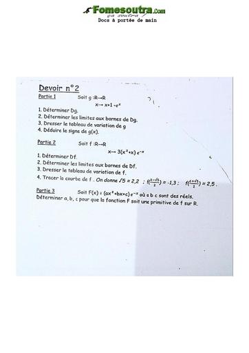 Sujet de Mathématiques Terminale D 2021-2022 Lycée Classique