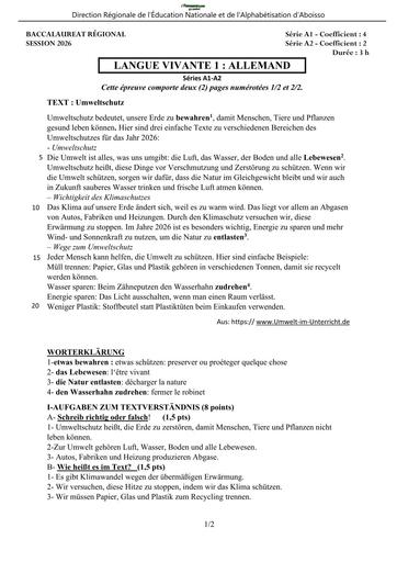 BAC BLANC 2026 DRENA ABOISSO SUJET LV1 ALLEMAND SERIE A (SUJET) by TEHUA