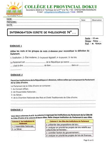 INTERROGATION EDHC NIVEAU 5ième by TEHUA