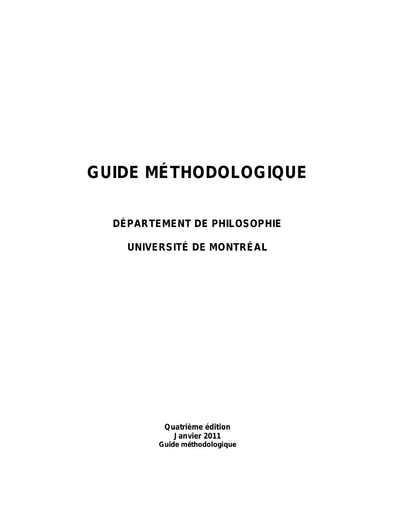 Guide méthodologique de philosophie