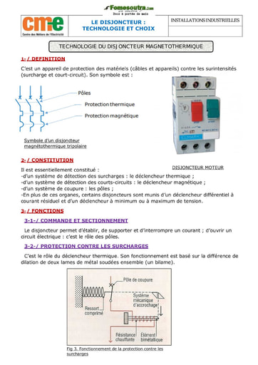 Cours sur le Disjoncteur