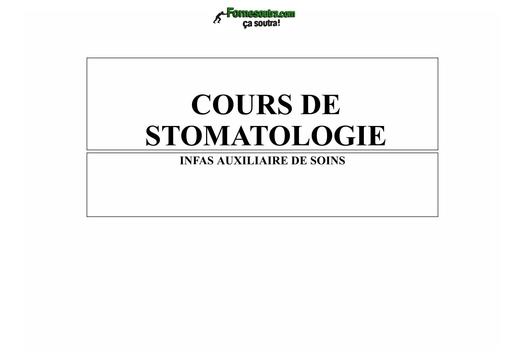 INFAS COURS DE STOMATOLOGIE AUXILIAIRE DE SOINS BY TEHUA
