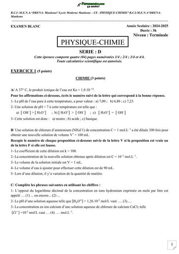 BAC BLANC PC SERIE D Lycée Moderne Mankono by TEHUA  Copy
