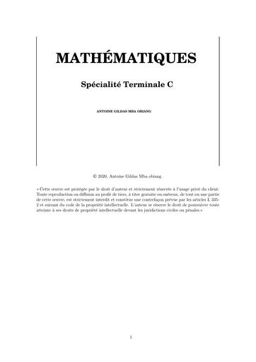 FASCICULE D'EXERCICE DE MATHS Tle C BY TEHUA