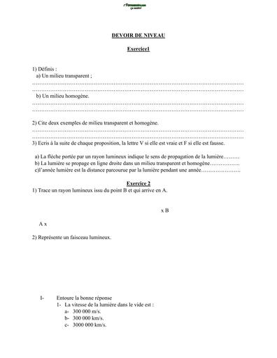 DEVOIR DE PC NIVEAU 4ième 2023 BY TEHUA