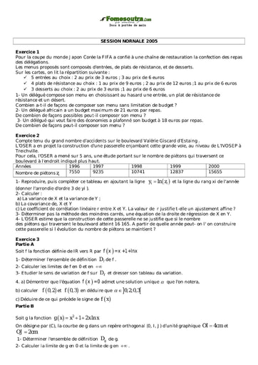 Sujet de Maths BAC G2 2005