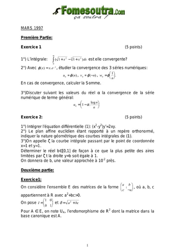 Sujet de Maths ASECNA mars 1997