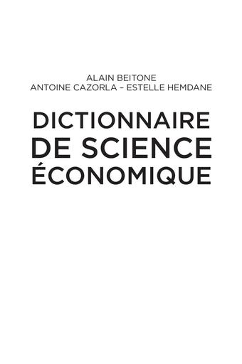 Dictionnaire des sciences économiques