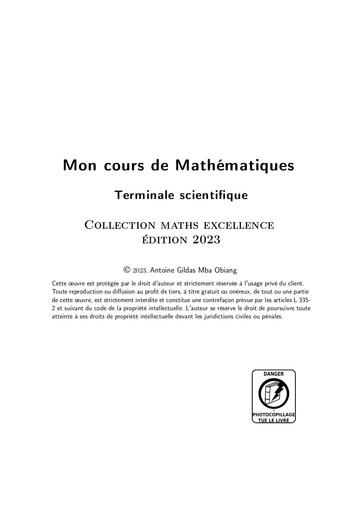 Livre de travaux dirigés de mathématiques Tle S 2023 by Tehua