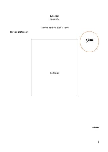 Corrigé SVT manuel 3ème livre de professeur