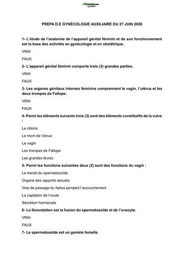 INFAS Prépa D E Auxiliaire 2026 (Gynécologie) by TEHUA