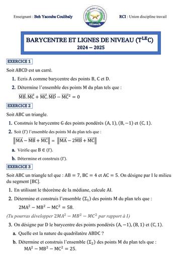 Devoir de maths N°2 de Tle C (2024 2025) by Tehua