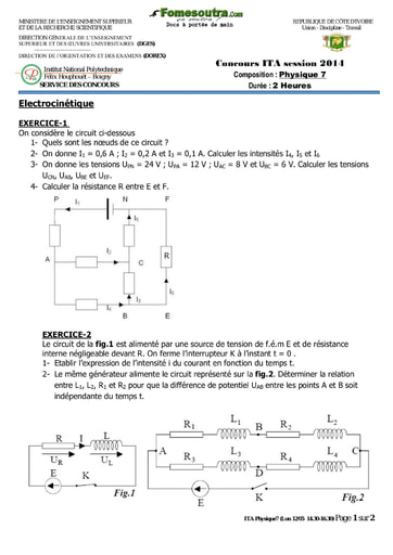 Sujet de Physique 7 concours ITA 2014