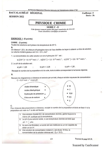 BAC BLANC REGIONAL PC 2022 Serie C DREN Abidjan 1