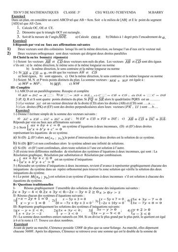 Travaux Dirigés N°3 MATHS niveau 3ième by Tehua