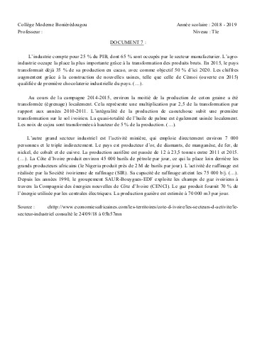 SUPPORT GEO Tle THEME 1 L2 DOC7