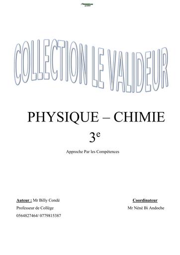 FASICULE LE VALIDEUR PC 3ième BY TEHUA