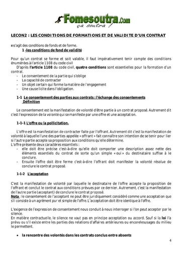 Conditions de formations et validité d'un contrat - Tle G1 et G2