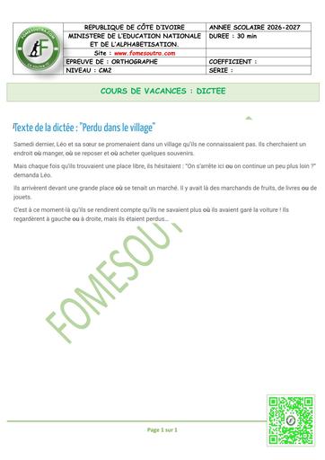 FICHE 10 ORTHOGRAPHE DICTEE CM2 BY TEHUA