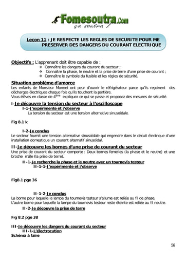 Les dangers du courant électrique - Physique 4eme