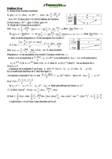 Corrigé Problème 14 de maths niveau Terminale scientifique et BTS