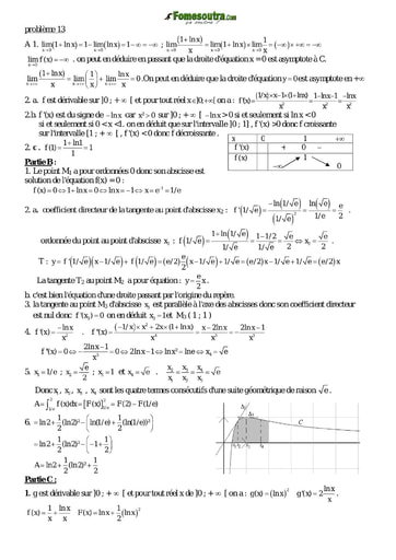 Corrigé Problème 13 de maths niveau Terminale scientifique et BTS