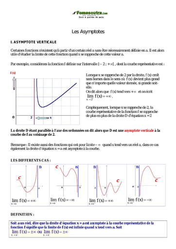 Les Asymptotes - Cours de maths Terminale D