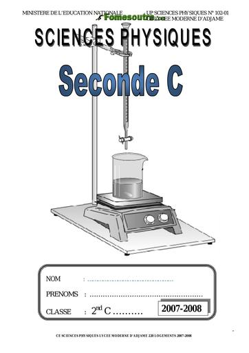 Cahier d’activés de Science Physique - Seconde C by Tehua