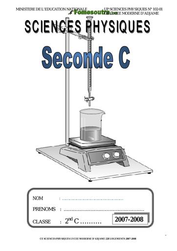 Cahier d’activés de Science Physique - Seconde C