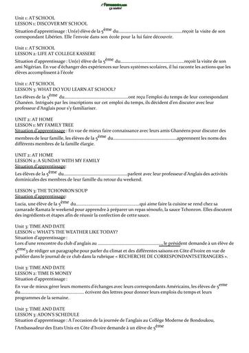 SITUATIONS D'APPRENTISSAGE Anglais niveau 5ième By Tehua