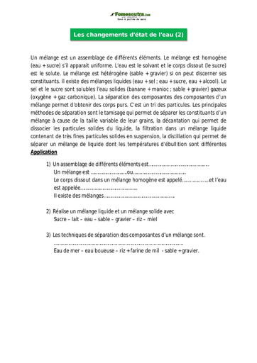 Les changements d’état de l’eau (2) - Cours de Science CM1