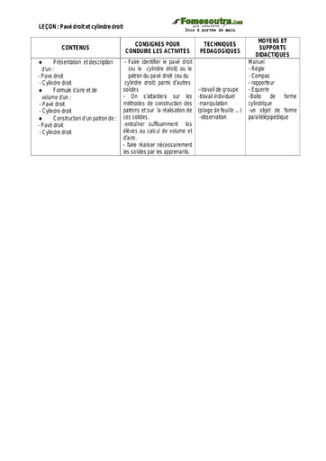 Pavé droit et cylindre droit - Guide pédagogique Maths 6ème