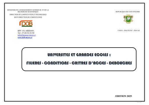 CONDITIONS D'ACCES DEBOUCHES Bacheliers 2025 by Tehua