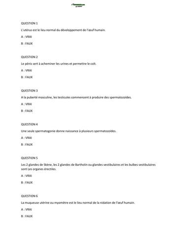 INFAS QCM Exercice de Gynéco obst By TEHUA