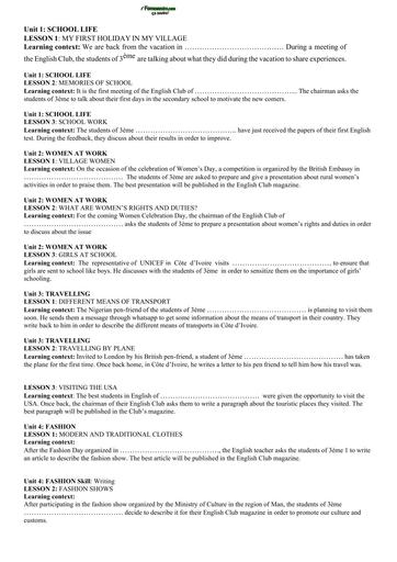 SITUATIONS D'APPRENTISSAGE Anglais niveau 3ième by Tehua