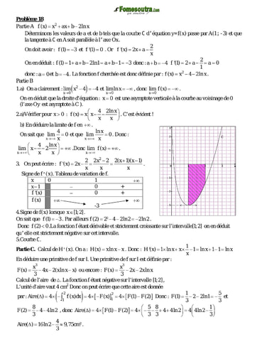 Corrigé Problème 18 de maths niveau Terminale scientifique et BTS