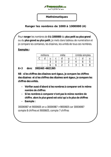 Ranger les nombres de 1000 à 1000000 (4)